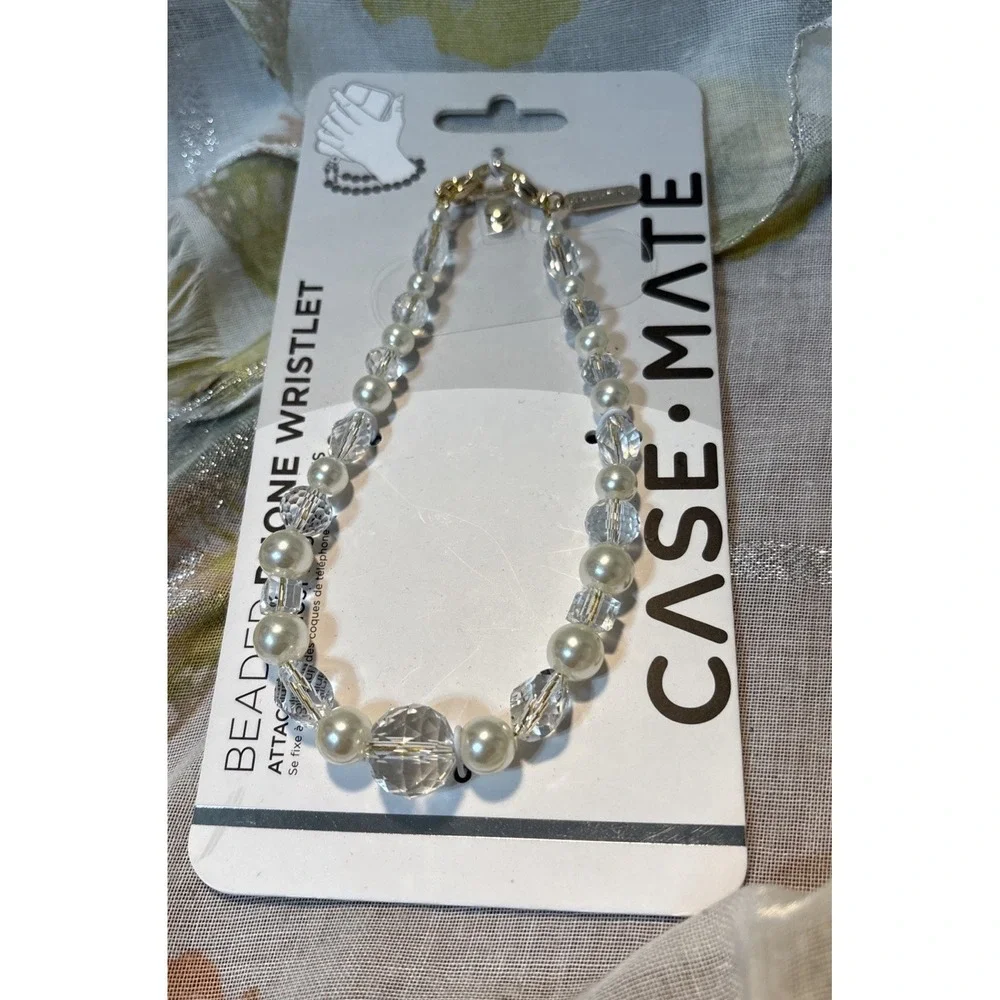 Case-Mate Crystal Pearl Phone Wristlet Universal Charm Strap -Silver - Picture 1 of 3